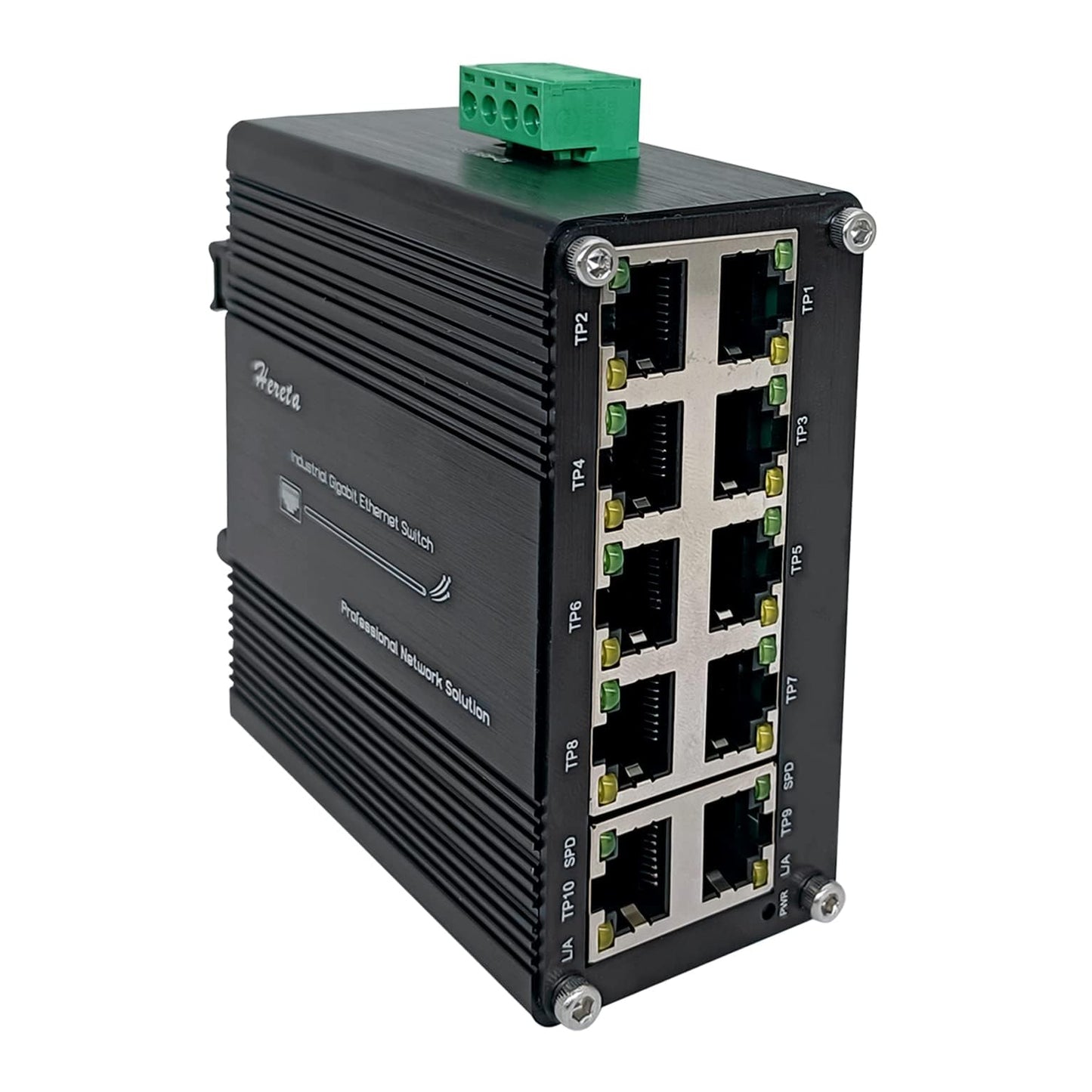 Industrial 10 Port Ethernet Switch 10-Port 10/100/1000BASE-T RJ45 with auto-MDI/MDI-X Function 10/100Mbps Half/Full Duplex and 1000Mbps Full Duplex