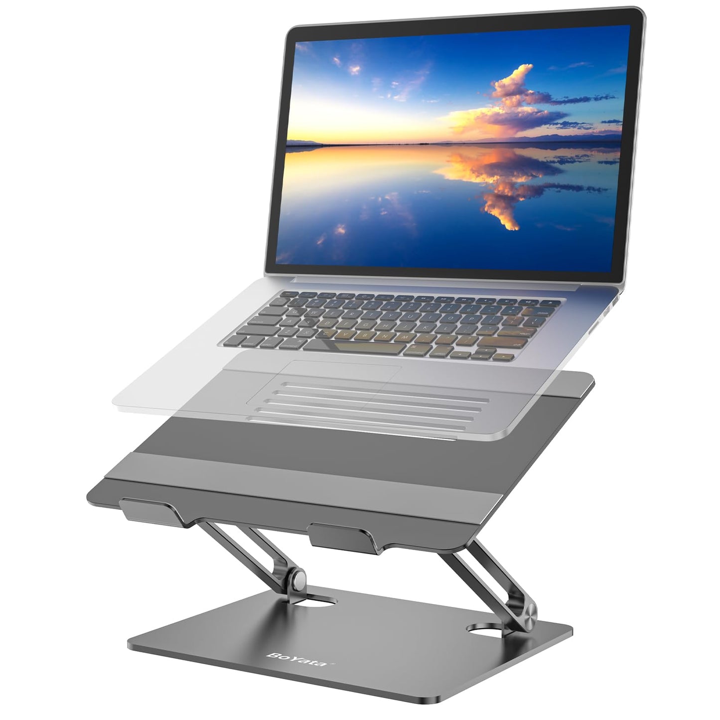 BoYata Laptop Stand, Multi-Angle Adjustable Laptop Riser with Heat-Vent