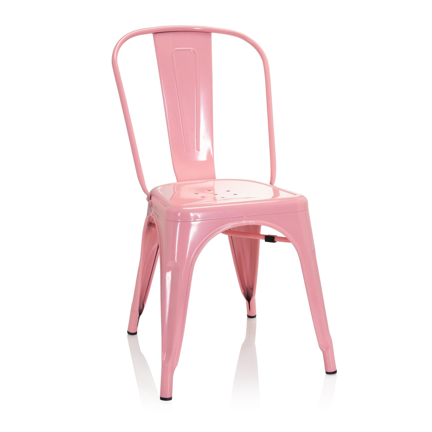 hjh OFFICE 645051 Bistro Chair VANTAGGIO COMFORT Metal Pink Industrial Design Stackable
