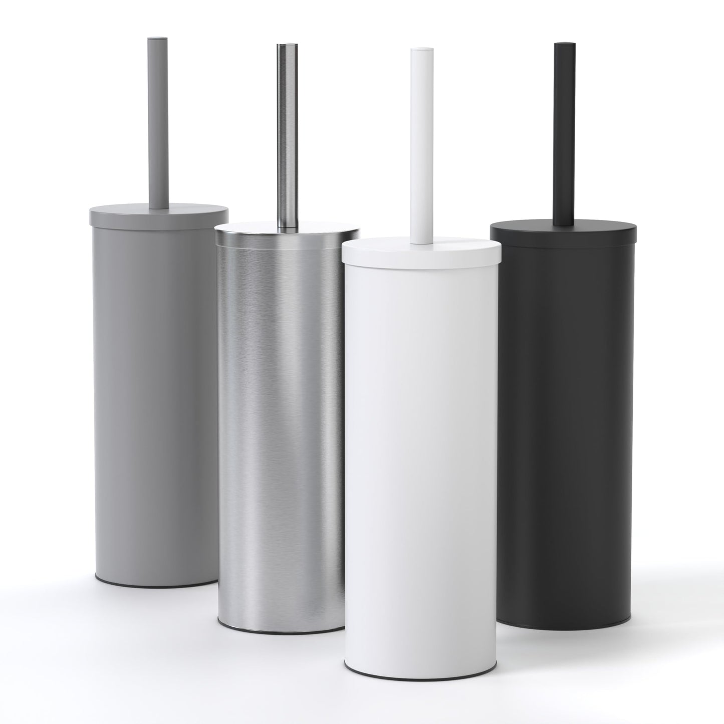 SAVEGA Silicone Toilet Brush Grey ? Stainless Steel Toilet Brush with Holder and Protective Cover ? Modern & Hygienic (Grey)