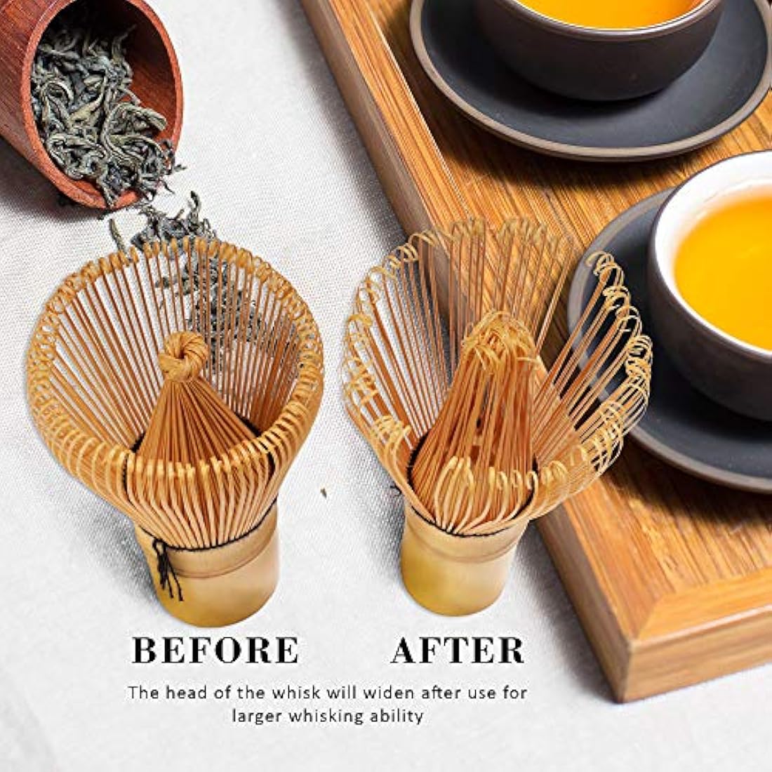 BambooMN Brand - Matcha Bowl Set (Includes Bowl, Rest,Tea Whisk, Chasaku, & Tea Spoon) 1 Set Green