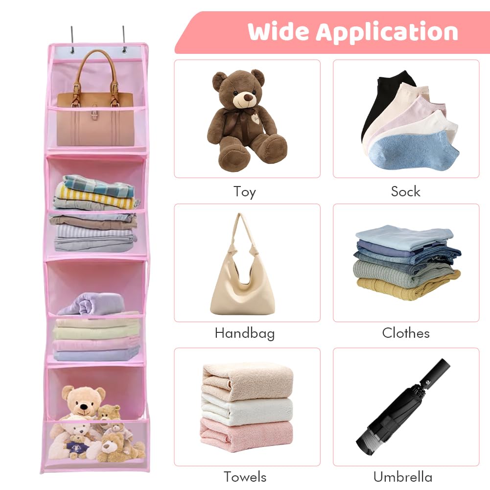 Jiakalamo Over Door Storage Hanging Organiser, 4 Clear Window Pockets Over The Door Hanging Organizer for Closet, Wardrobe, Toys, Bedroom