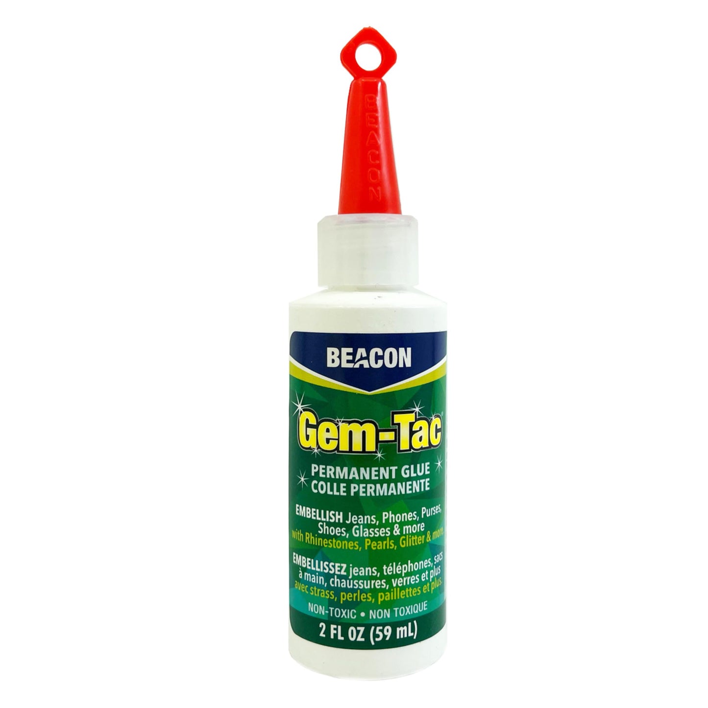 Beacon Gem-Tac Glue 59ml (GT2), Clear Adhesive for Fabric, Rhinestones, Glass, and More - Ideal glue for Embellishing Shoes, Gowns, Phones, and