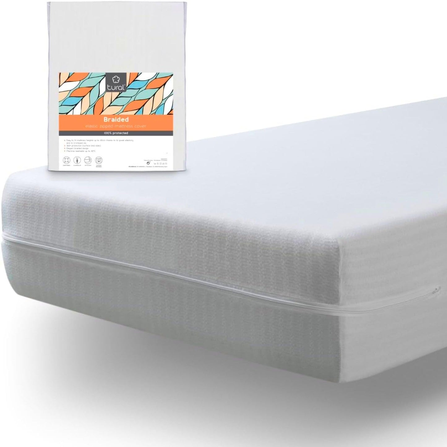 Tural Mattress Encasement 180x190/200cm Super King Size Extra Elastic Resistant Zipped