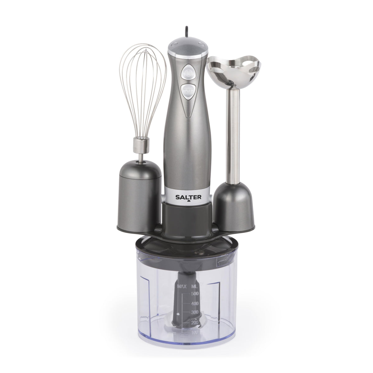 Salter Cosmos 3-in-1 Hand Blender ? Whisk, Blender & Chop, Food Processor, Vegetable Chopper, Stainless Steel Blades, 500ml Chopping Bowl, Whisk &
