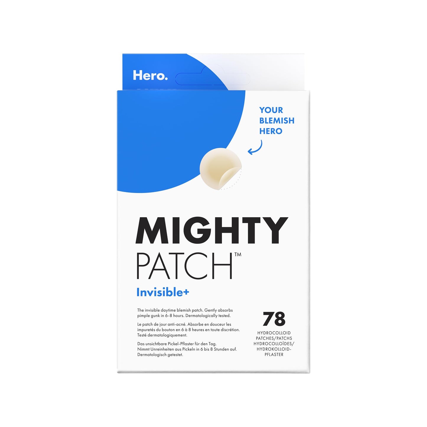 Mighty Patch Invisible+ Spot Patches by Hero Cosmetics, Daytime Acne Treatment, Clear Spot Remover Hydrocolloid Patches, Anti Acne Dots, Spot