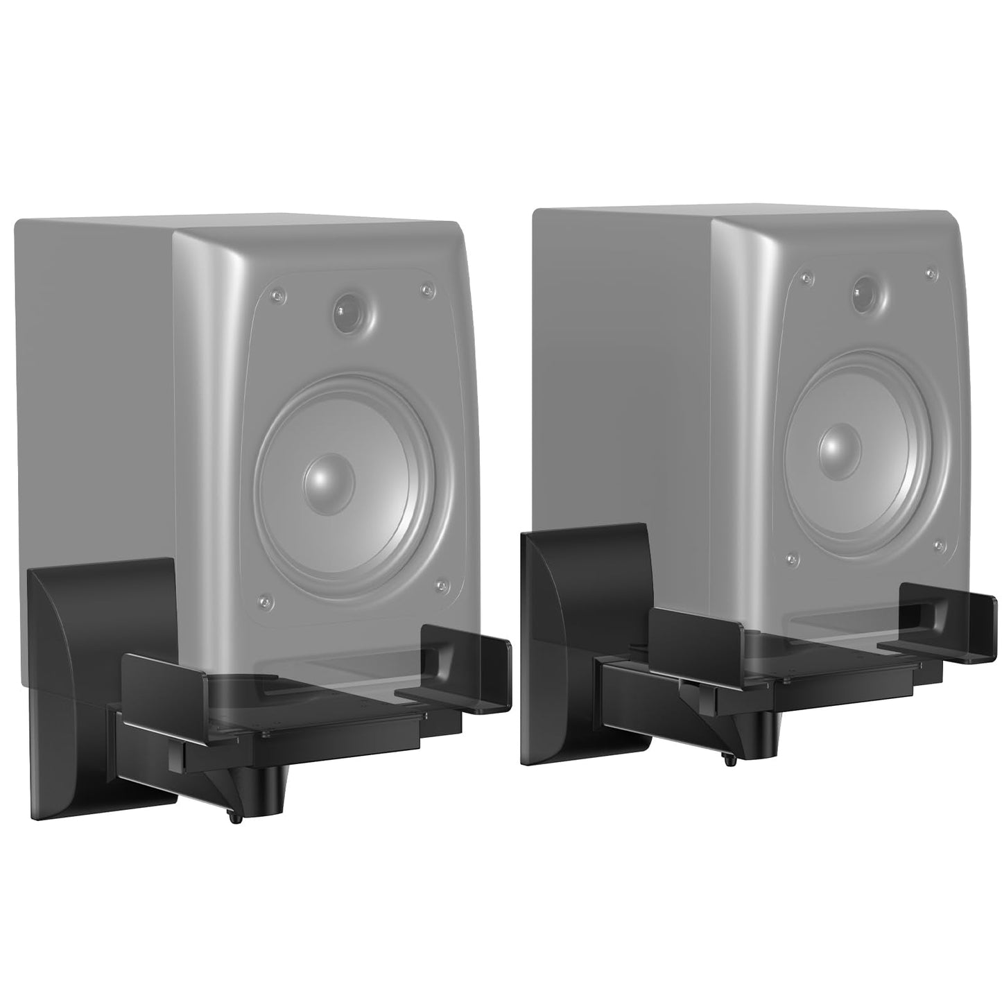 WALI Speaker Wall Mounts, Dual Side Clamping Bookshelf Mounting Bracket for Large Surrounding Sound Speakers, Retractable Speaker Bracket, Angle