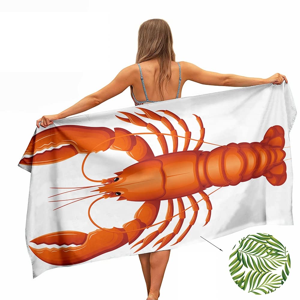 Ulticool Microfibre Towel - Lobster - 160 x 80 cm - Lightweight Travel Towel Quick-Drying Bath Towel Beach Towel Sauna Towel Microfibre