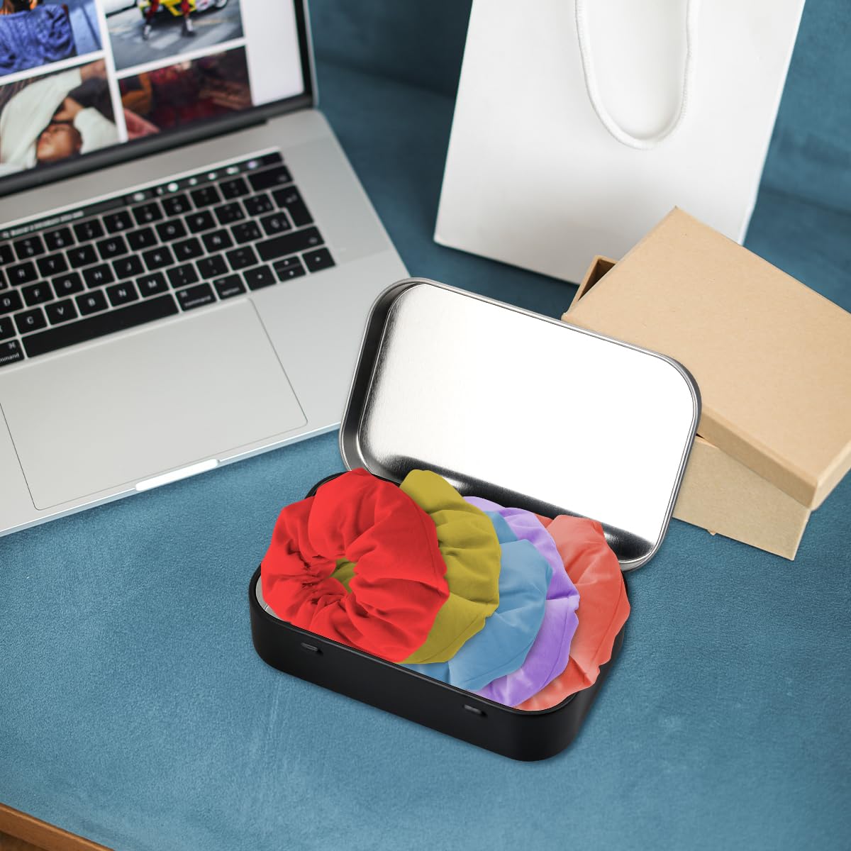 GLADFRESIT 3PCS Metal Storage Tins Hinged Mini Tin Boxes