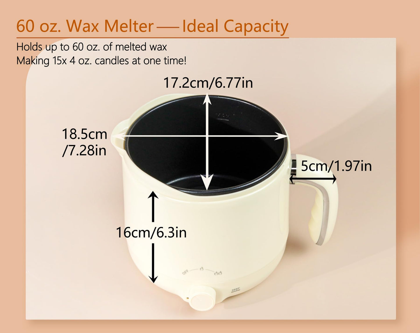 Wax Melter for Candle Making Large 1.8L Electric Wax Melter with Pouring Spout Candle Making Kit for Adults - Wicks, Wick Stickers, Centering Device,