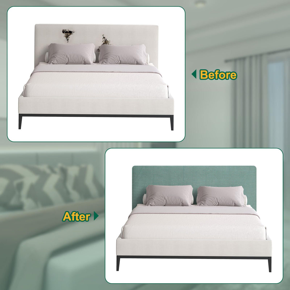 Bed Headboard Cover Dustproof Protector Jacquard Furniture Cover for 1.1-1.4m, Green