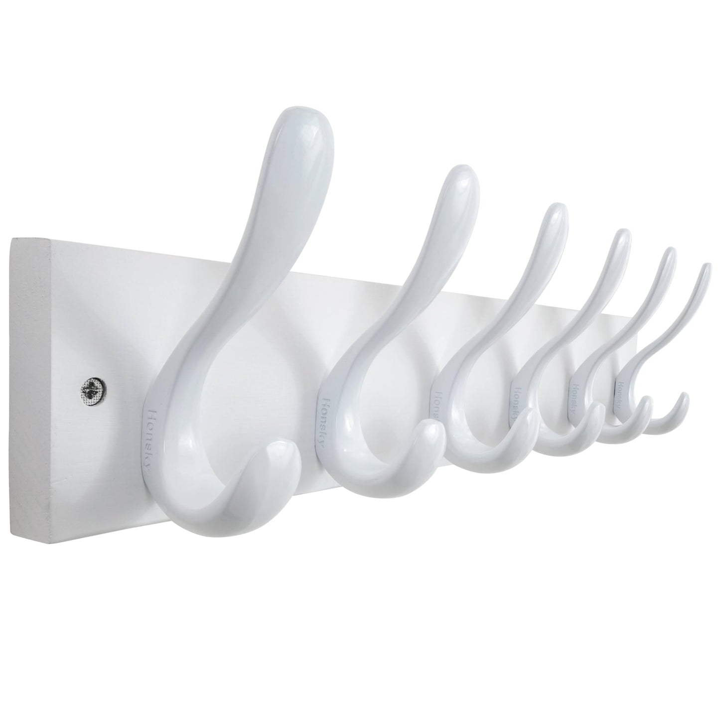 HONSKY Wall Coat Rack, 43cm Wooden Coat Hanger with 6 Double Hooks,Wall Coat Hook,Towel Rack Hanging Coat,Towel,Bag for Entryway, Hallway, Bedroom
