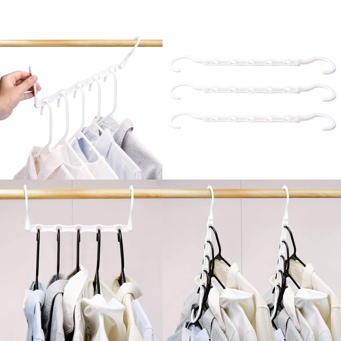 HOUSE DAY Space Saving Hangers 10 Pack, White Magic Hanger Hooks