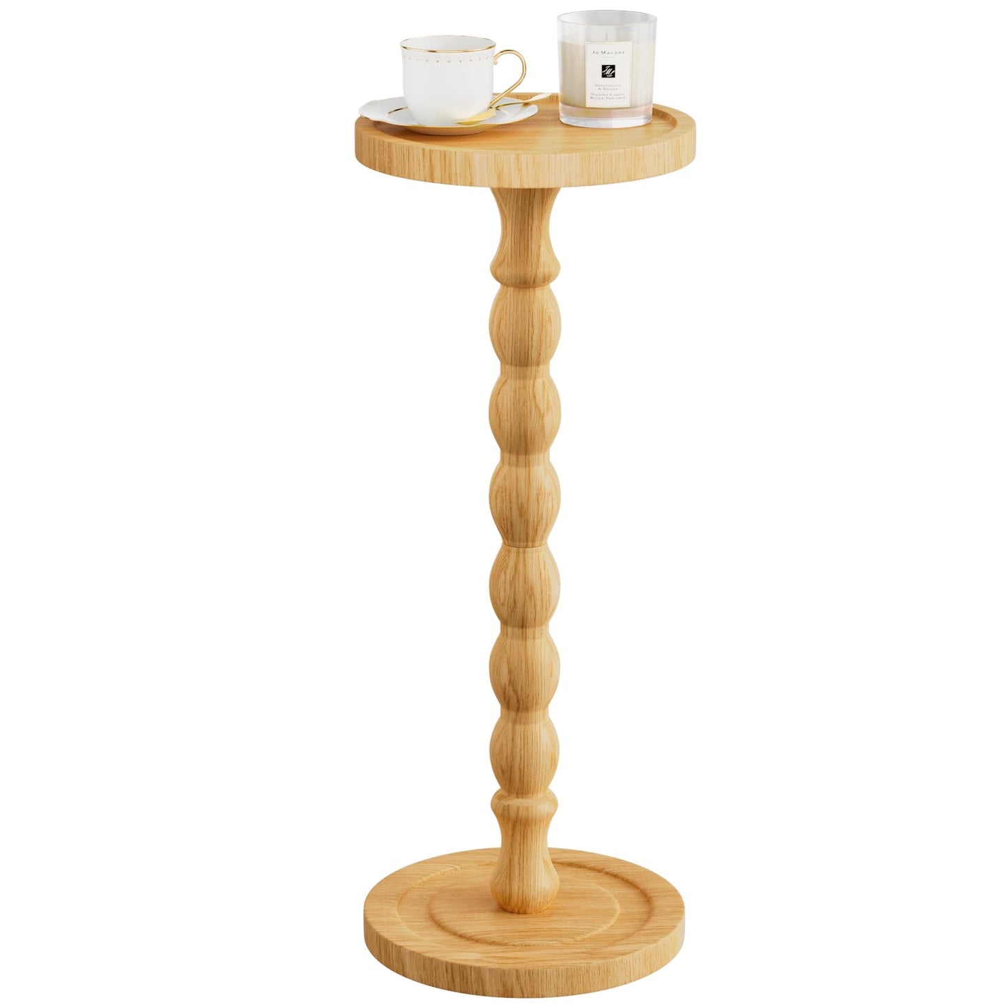 Wooden Round Side Table, Round Bar Table, Small End Table-Pale wood