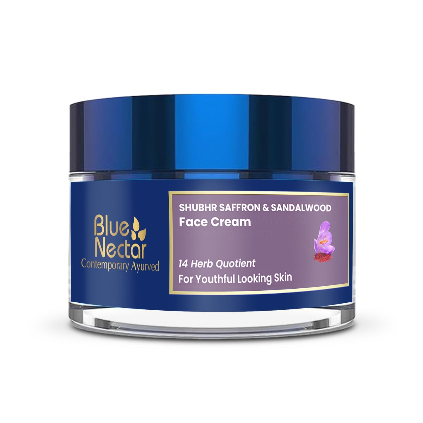 Blue Nectar Anti Aging Face Cream for Women | Ayurvedic Day & Night Moisturiser with Saffron & Sandalwood | Collagen Face Cream for Skin Firming &
