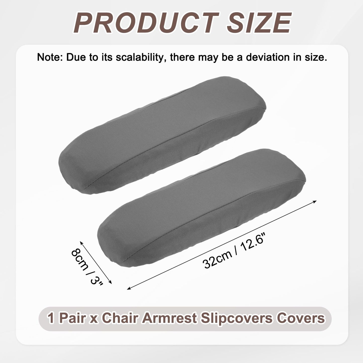 sourcing map Chair Armrest Slipcovers Covers, 32 x 8cm Polyester Removable Seat Hand Rest Protector for Office Chairs Desk Chair(Gray)