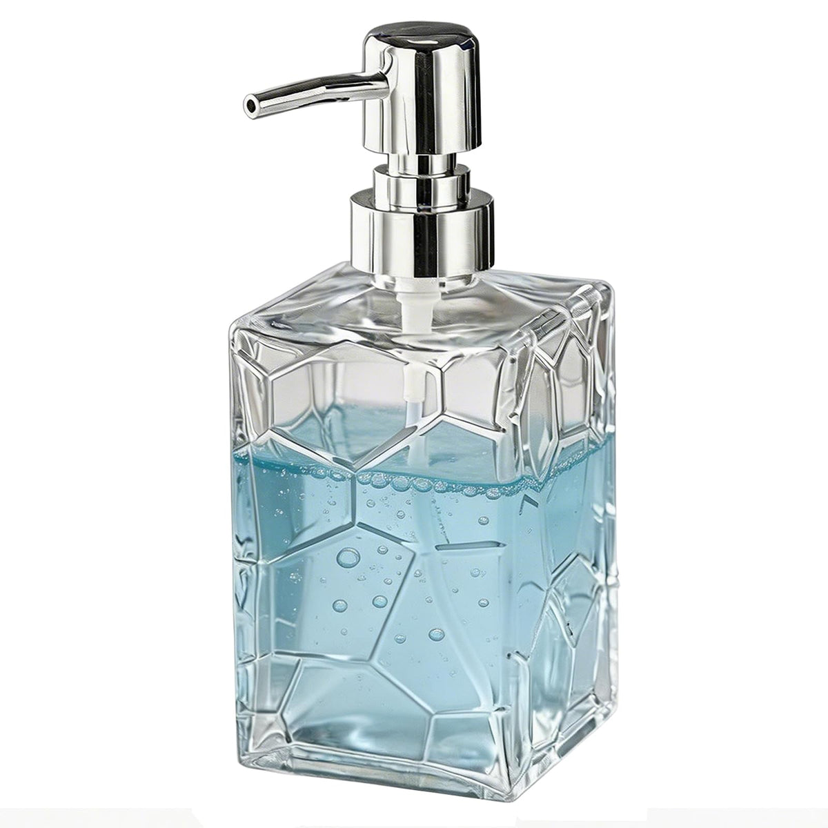 GKSCXEXE 400ml Square Soap Dispenser Bathroom, Glass Hand Wash Dispenser