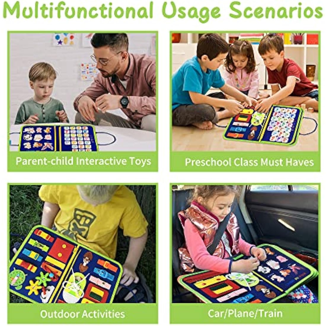 TenFans Busy Board - Montessori Toys for 1 2 3 4 Years Old - Sensory Toys for Autism - Toddler Toys Gift for Boys & Girls Learning Fine Motor Skills