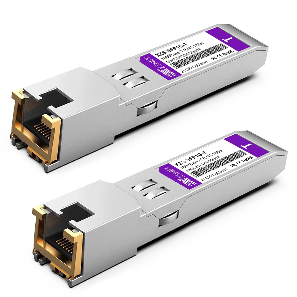 XZSNET 1000BASE-T SFP Transceiver, SFP to RJ45, 1.25G Copper SFP to Ethernet Module Compatible with Cisco GLC-T/SFP-GE-T, Ubiquiti UniFi UF-RJ45-1G,
