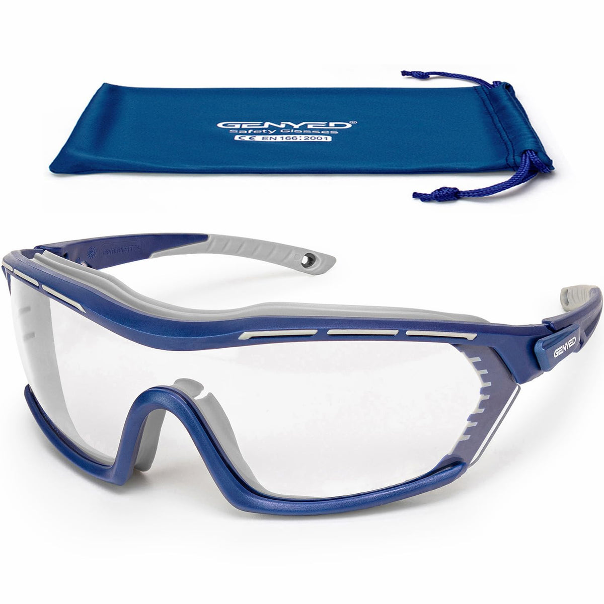 GENYED Safety Glasses for Work, Protective Glasses, Anti-Scratch Anti-Fog UV400 Lens, Wrap-Around Protective Seal, CE EN166 Certified, Adjustable