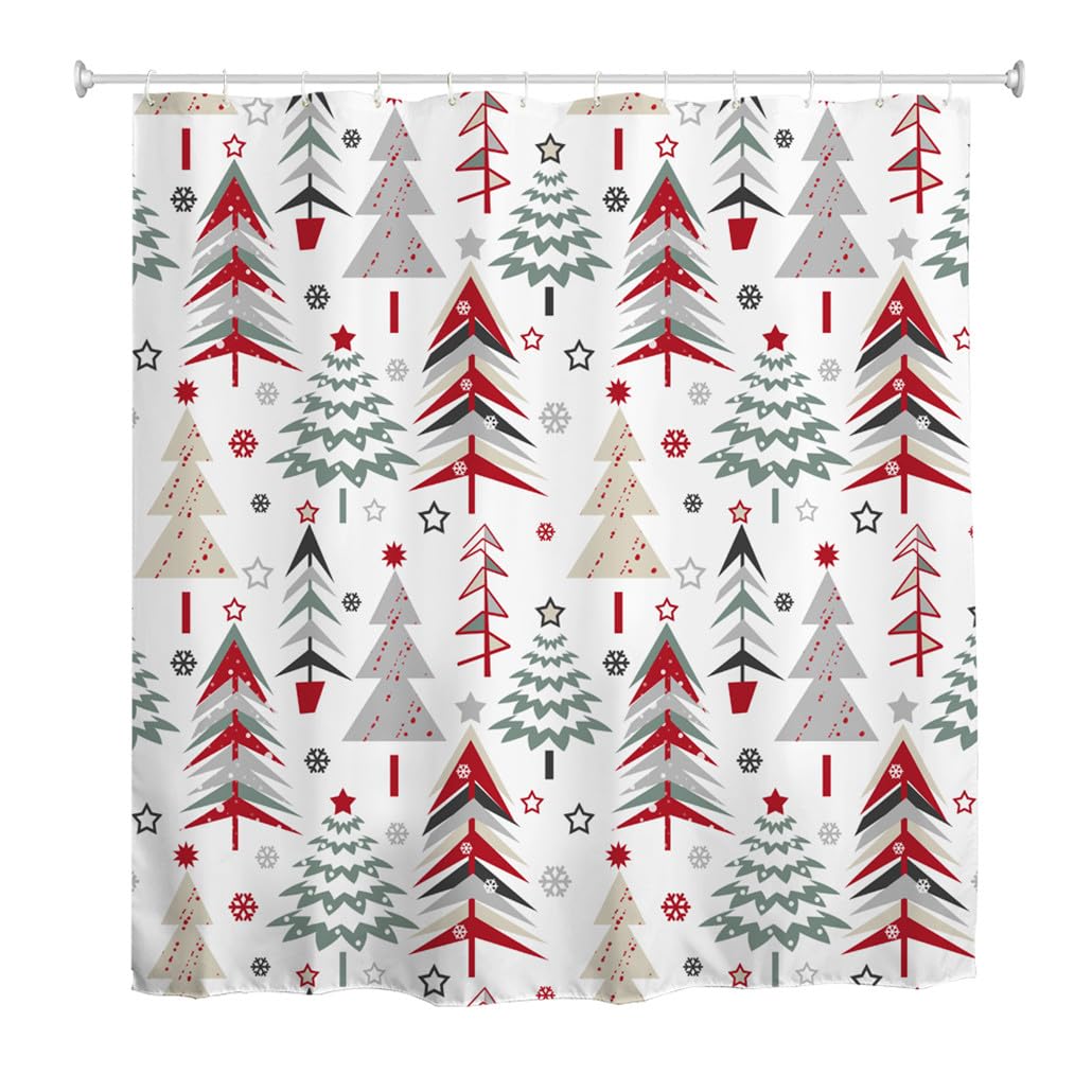 goodbath Christmas Tree Shower Curtain,Xmas Holiday Waterproof Fabric Shower Curtains for Bathroom D?cor Bathtub,180x180 cm