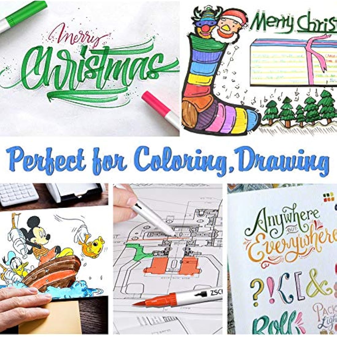 ZSCM Fineliner Fineliner Double-pointed Pens Adult Pens Coloring Books, Calligraphy and Drawings, Illustrations, Sketches…