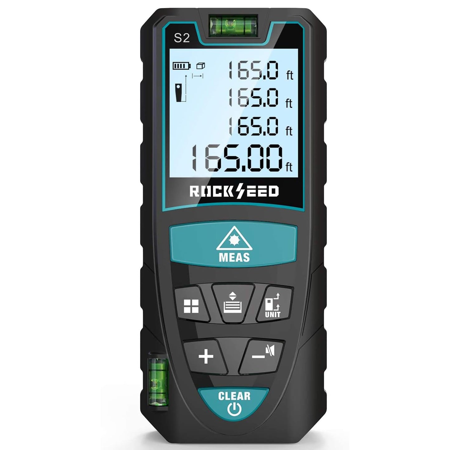 Laser Measure 100M/328ft,RockSeed Digital Laser Distance Meter with 2 Bubble Levels,Portable Laser Rangefinder M/in/Ft Unit Switching Backlit LCD and