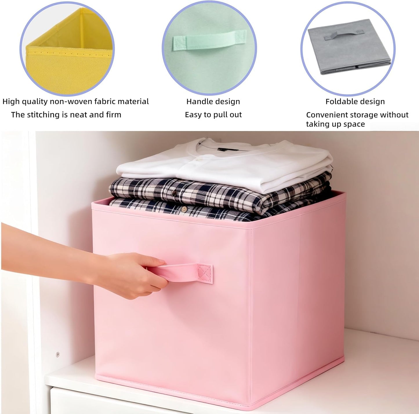 Siocok Cube Storage Boxes, 6 Pack Collapsible Fabric Storage Cube Organiser Bins with Handles