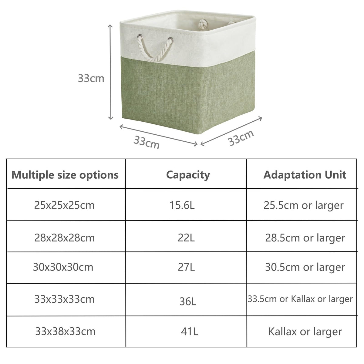 SOCOHOME Cube Storage Boxes,33x33x33cm Storage Baskets for Organizing Clothes Shelf Nursery Closet(Green/White, Set of 6)