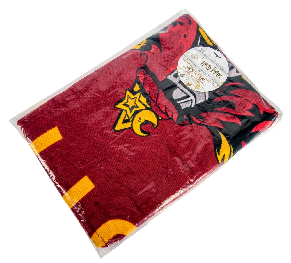 Harry Potter Towel - Gryffindor Quidditch House Crest Design - Red Gold Potter 07 - Beach Bath - HP Gifts for Kids Adults Men Women