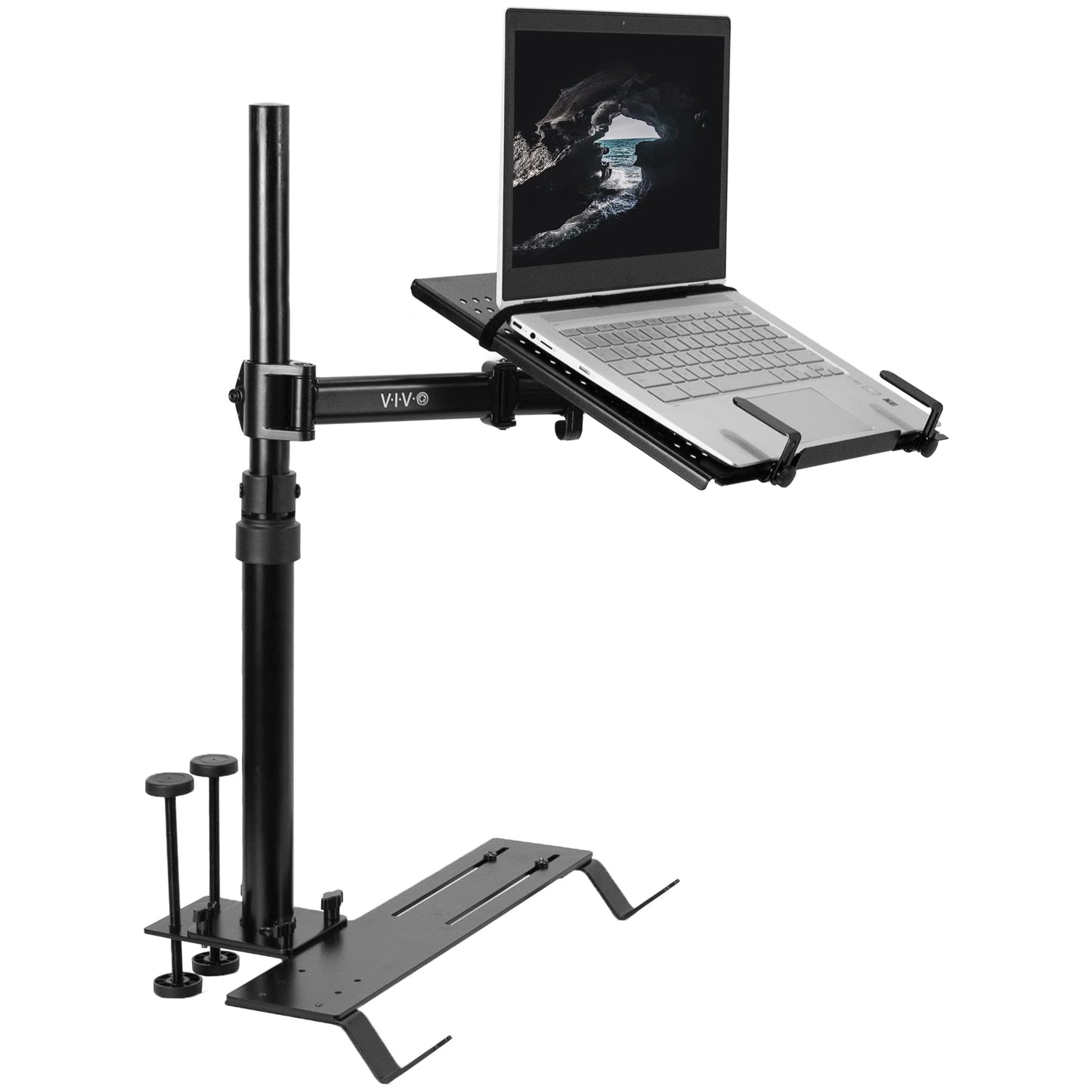 VIVO Single Laptop Car Mount, Fully Adjustable Extension, Notebook Stand for Trucks, Vans, and SUVs, Articulation and Height Adjustment, Black