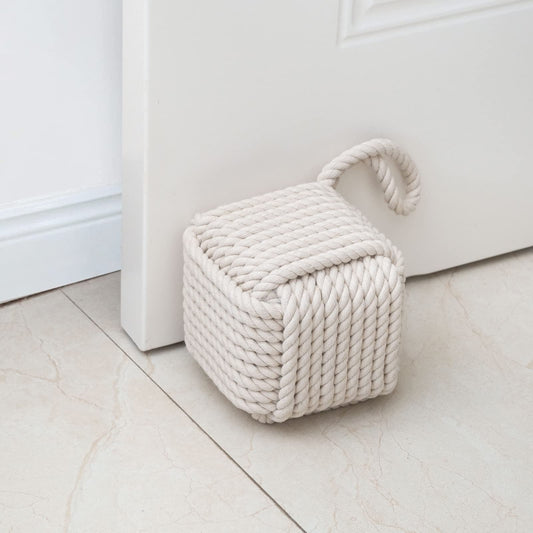 Marwood Rope Knot Door Stops Decorative Nautical Door Stopper Handmade with Handle, Weighted Interior Square Doorstop Sailor Knot for Door and Window