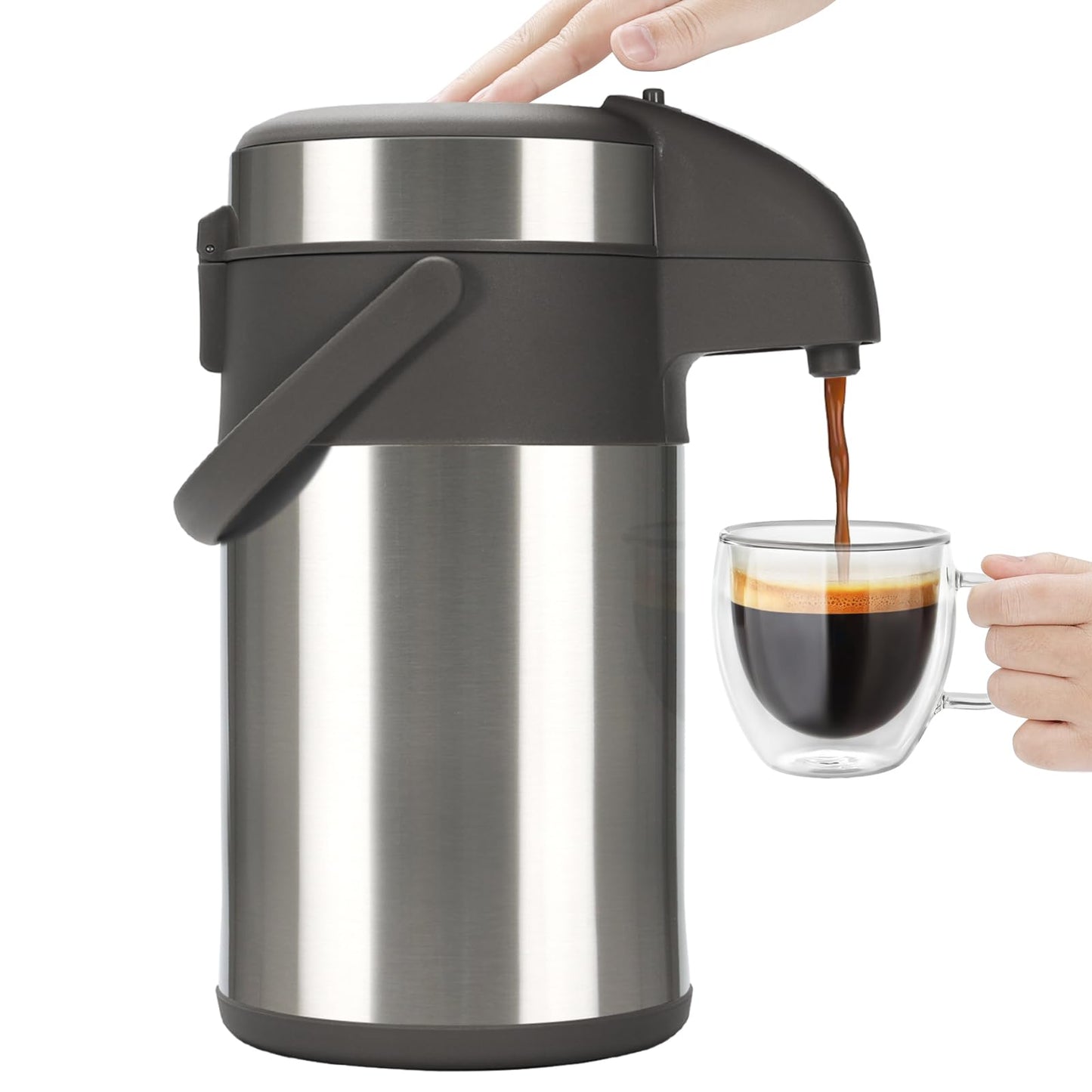 Olerd Coffee Pump Flask, 3L Stainless Steel Airpot Hot Beverage Dispenser & Hot Water Urn-Coffee Carafe Perfect for Coffee and Tea