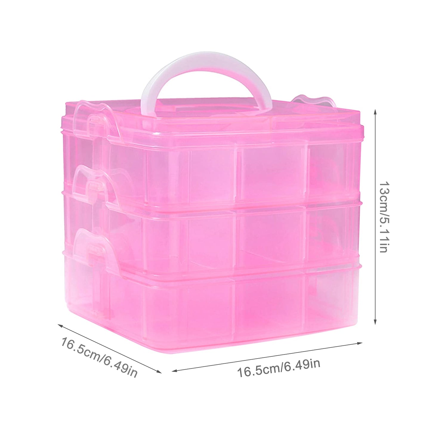 SacJkt Craft Storage Box, Compartments Divider Organizer (Pink)