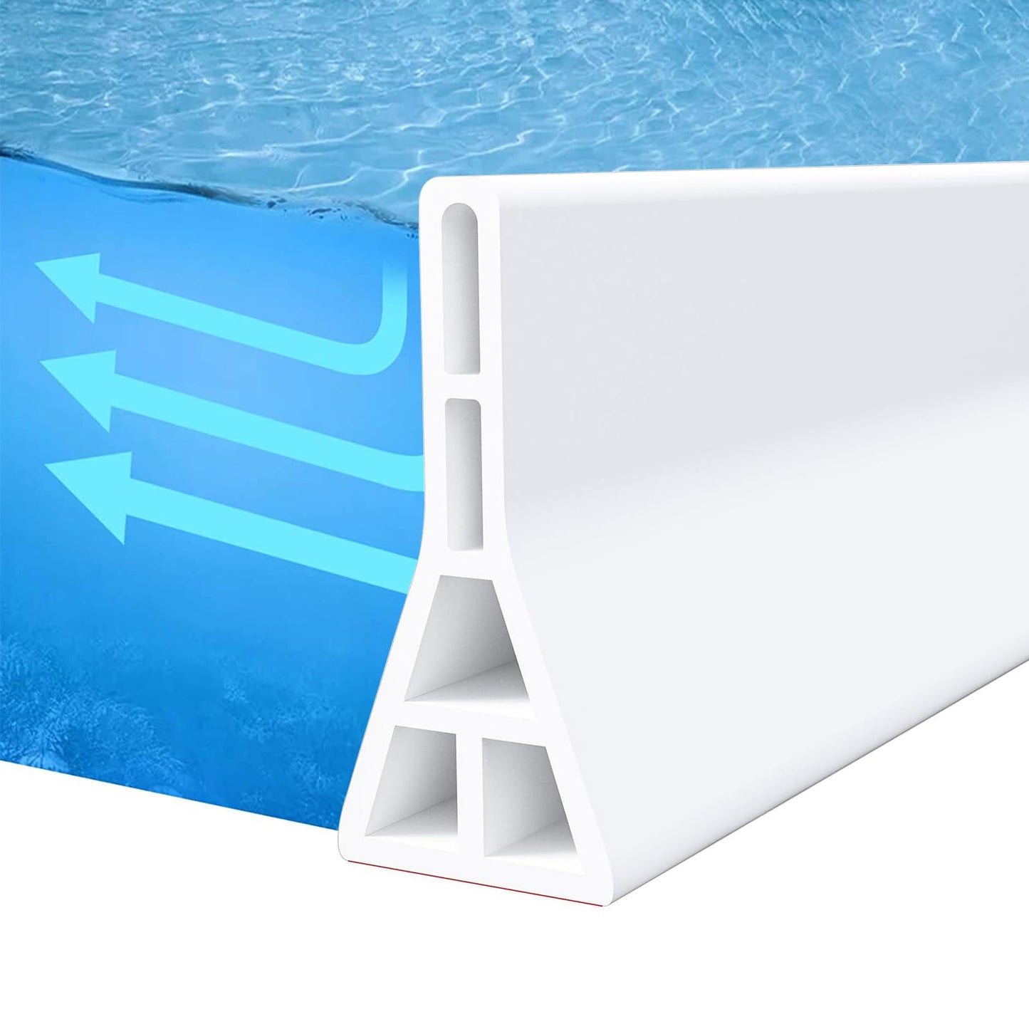 1M Wet Room Floor Barrier, 8.9cm Height TPE Curved Shower Threshold Water Barrier, Wet Room Shower Seal Strip