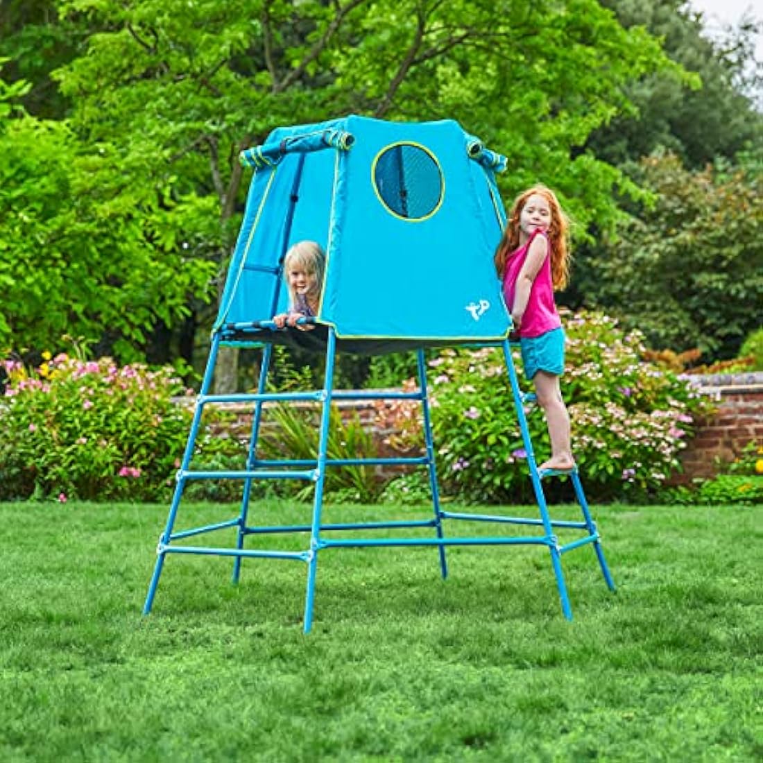 TP Toys Explorer Metal Climbing Frame with Platform & Den | TP852 | 18 Months-Low 12 Years-Full Height | Blue | Outdoor & Garden Toys for Kids