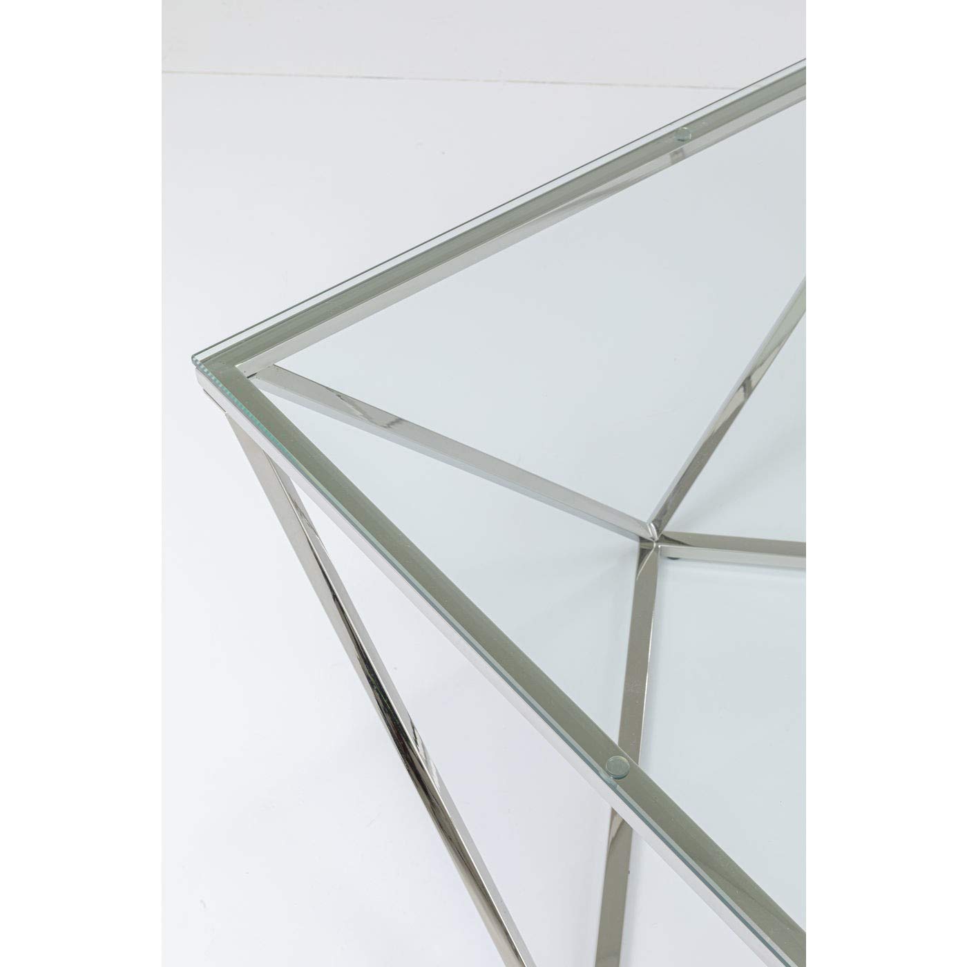 Kare Design Side Table Cristallo Chrome, Elegant, Square, Stainless Steel, Glass, Bedside Table, Room Decor, Home Decor for Living Room, Office