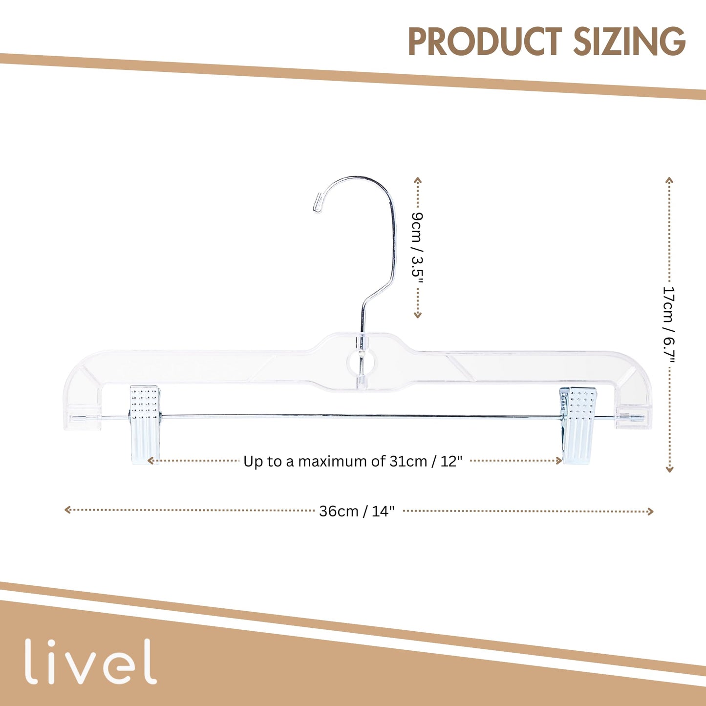 Premium Skirt and Trouser Hangers with Clips - Set of 12| Versatile Organization for Your Wardrobe | Space-Saving Design | Durable Plastic and Stylish