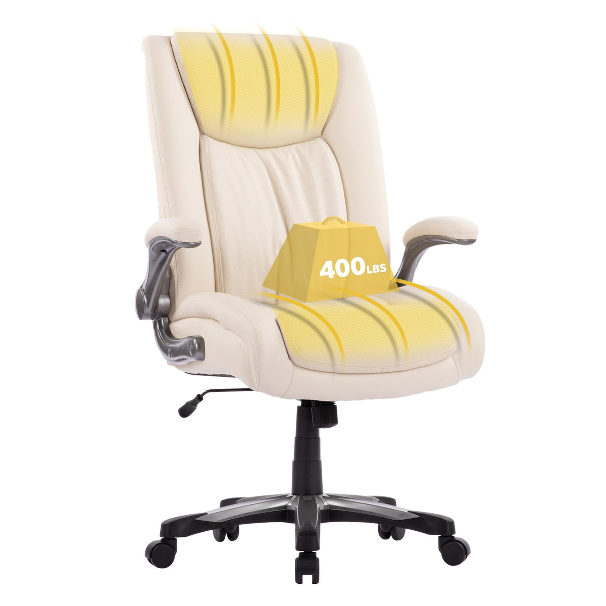 COLAMY Big and Tall Office Chair 400lbs, Large Heavy Duty High Back Executive Computer Office Desk Chair Flip-up Arms Wide Thick Seat for Home Office