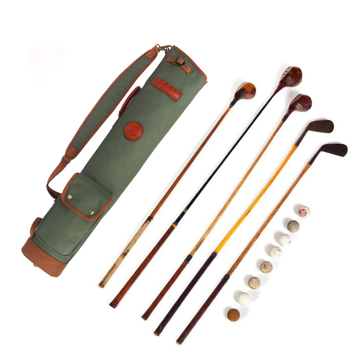 TOURBON Canvas Golf Club Travel Case Lightweight Carry Bag for Men Women - Green (Green)
