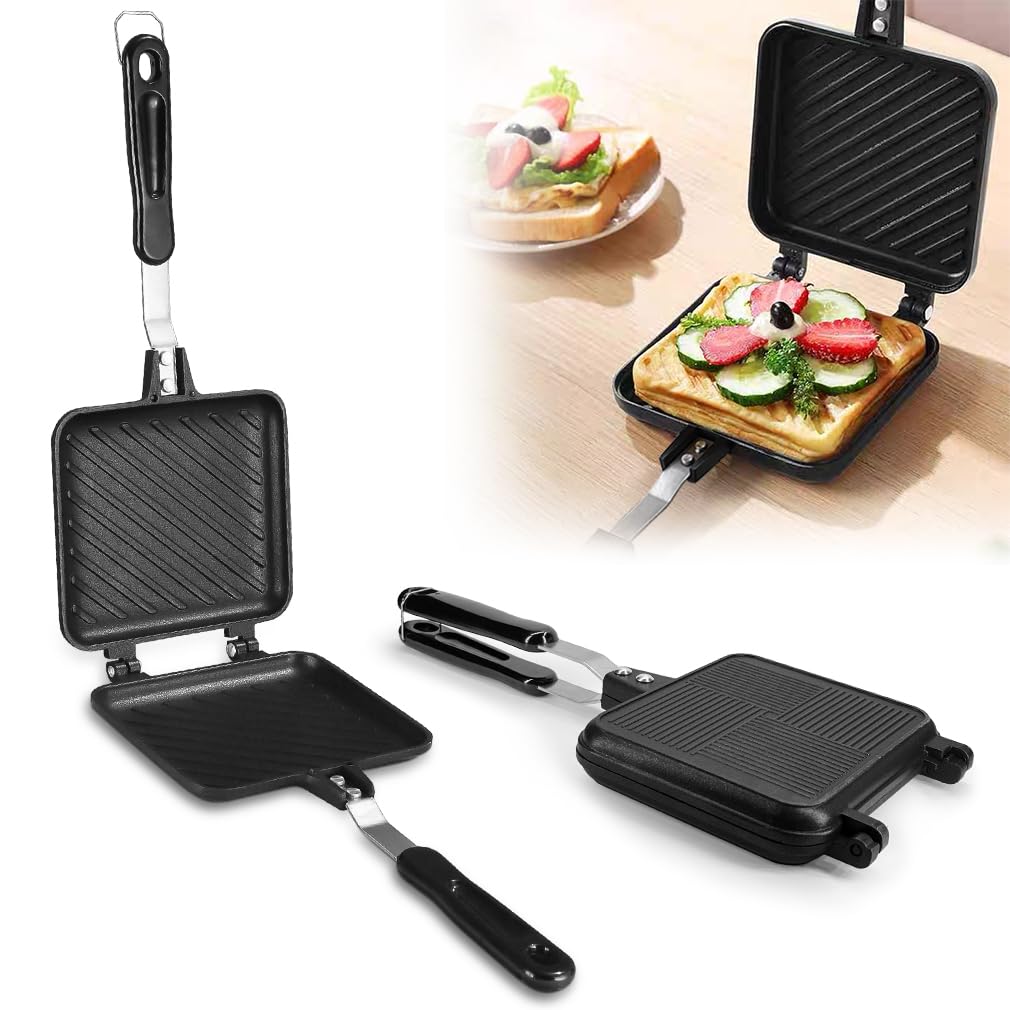 BEYGIH Camping Toastie Maker, Double Side Non-Stick Sandwich Toaster With Heat-Resistant Handles, Multifunction Toaster for Gas Stove, Breakfast