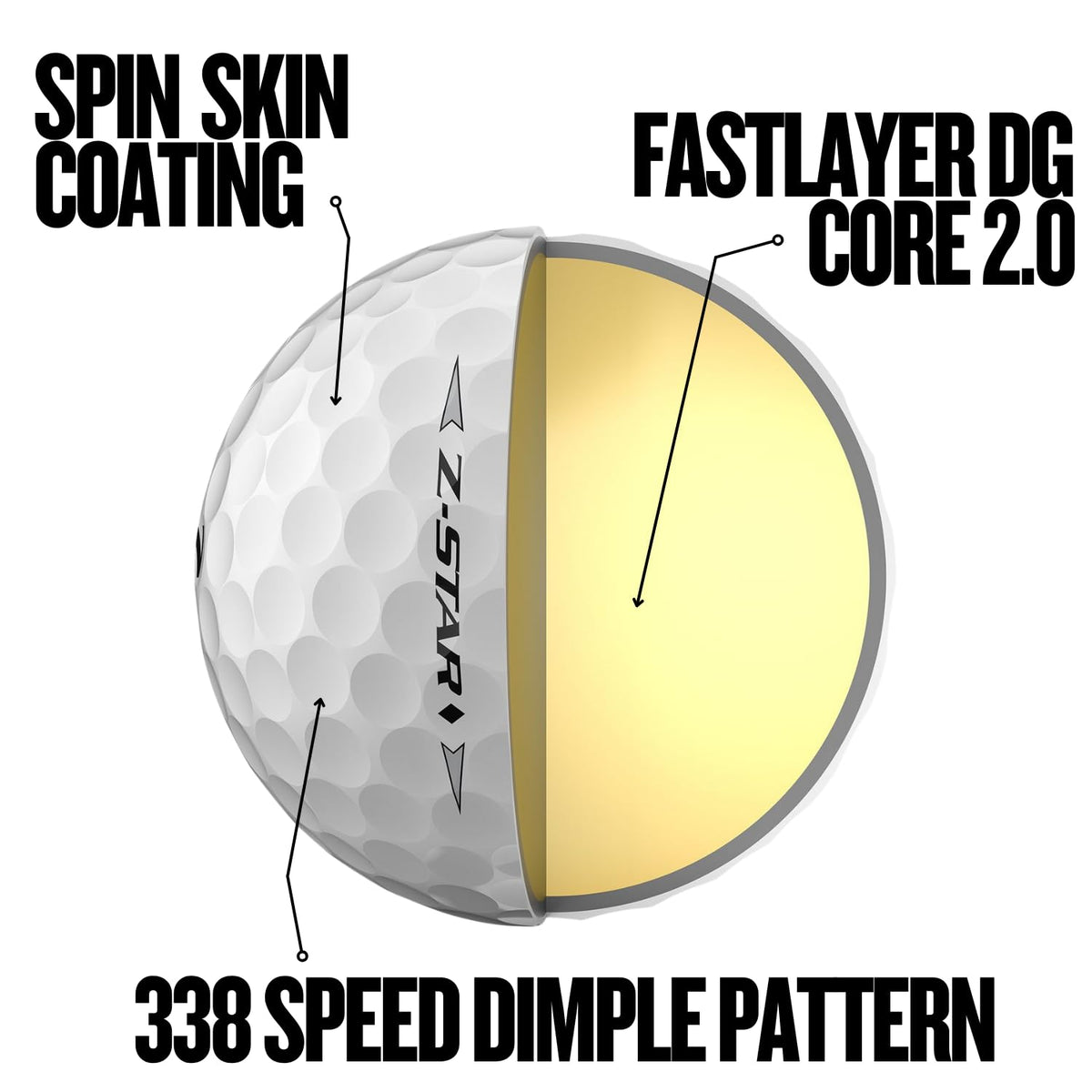 Srixon Z-STAR DIAMOND 3 - High Performance Golf Ball | Maximum Distance & Reduced Spin | FastLayer DG Core 2.0 | Spin Skin+ Cover | Exceptional