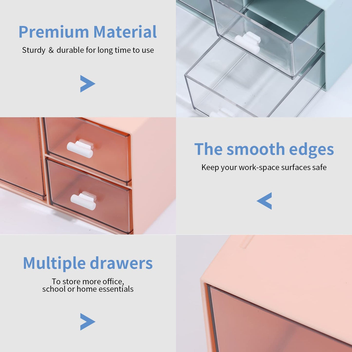 OSteed Desk Tidy Organiser with 4 Drawers, Desktop Storage Unit, Pink