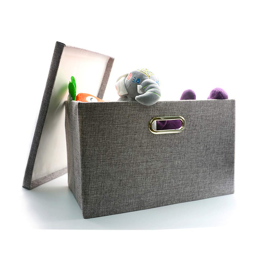 Wintao Storage Boxes with Lids Large, Collapsible Fabric Storage Baskets for Shelves, Grey, 44 x 31 x 29 cm, 1 Pack