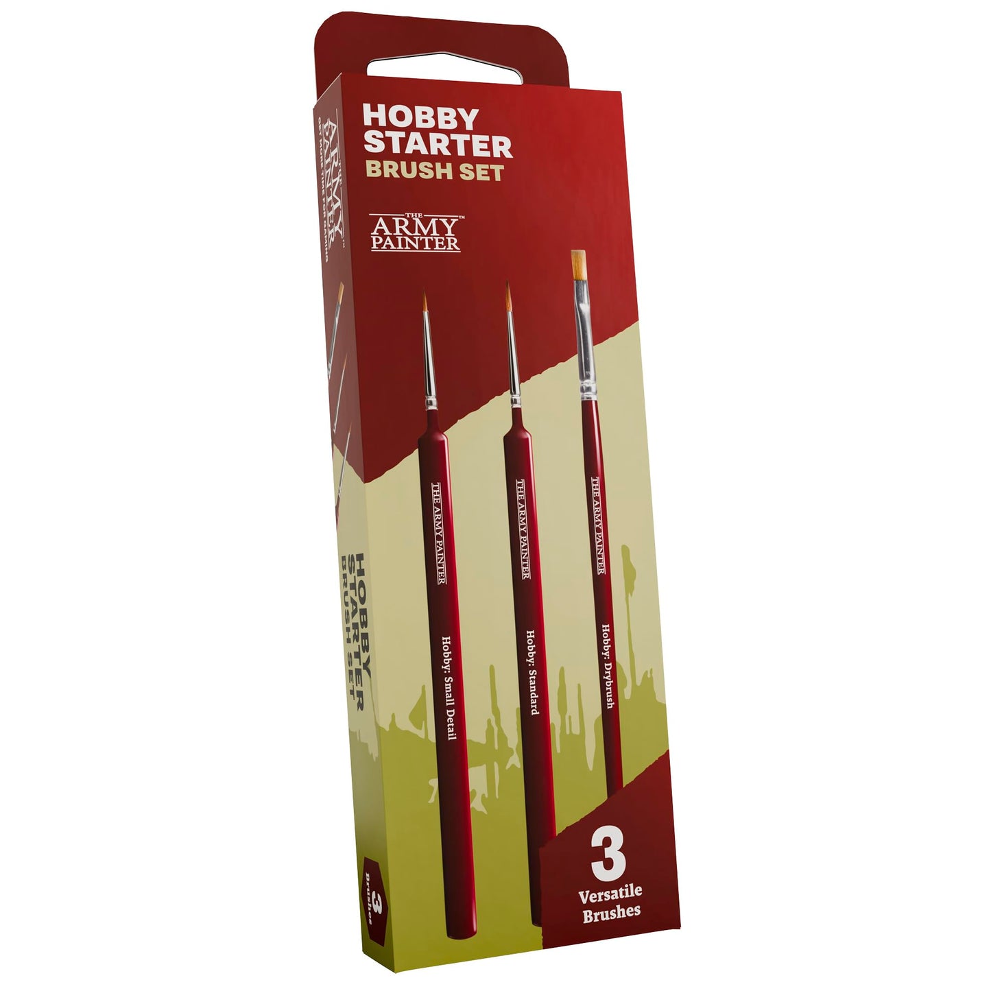 The Army Painter, Hobby Starter Brush Set, 3 Paint Brushes for Acrylic Paint incl. Drybrush, Small Detail & Standard Brush, Fine Tip Model Brush For