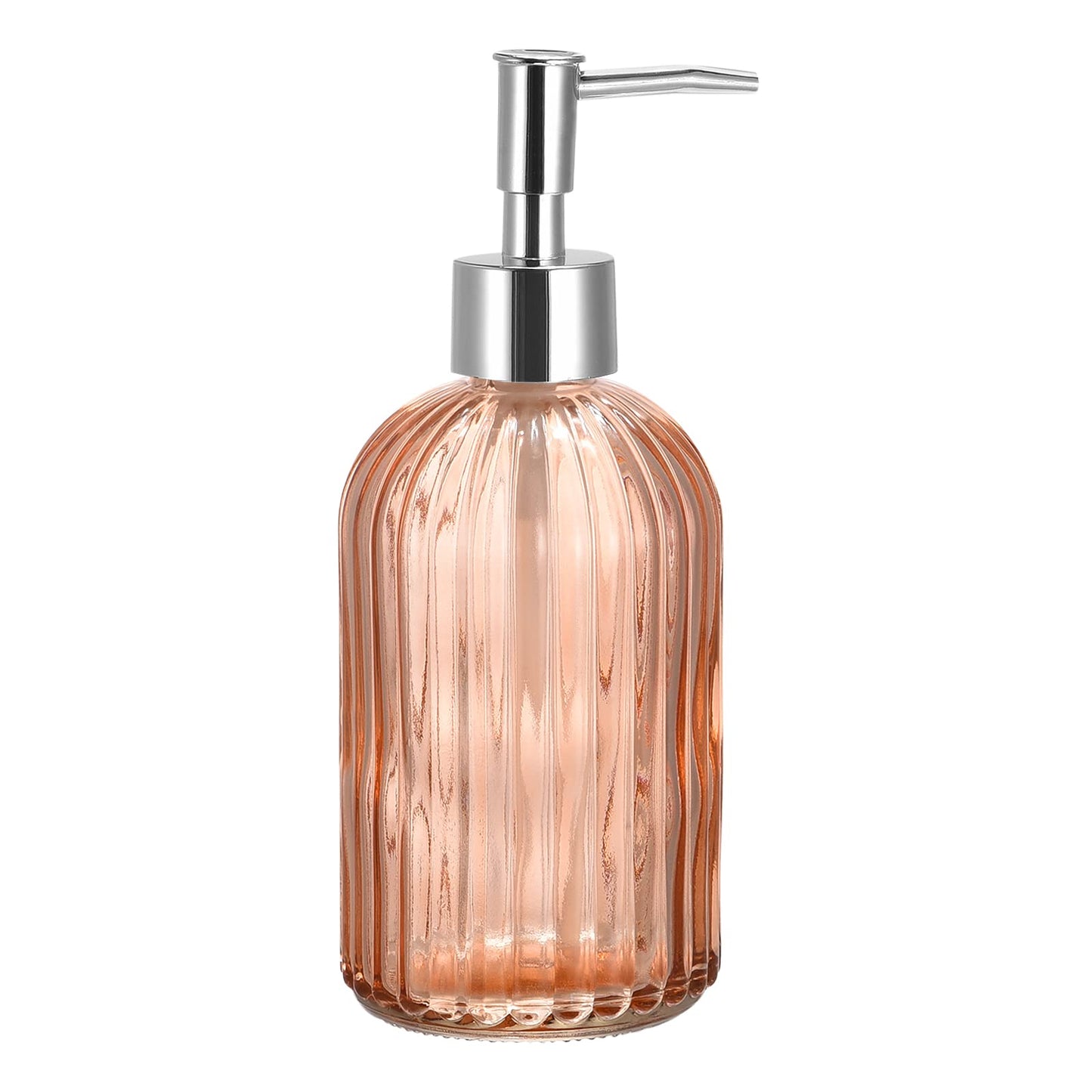 sourcing map Soap Dispenser - 13.5Oz Glass Dish Hand Soap Dispenser with Silvery Pump for Kitchen Bathroom, Orange