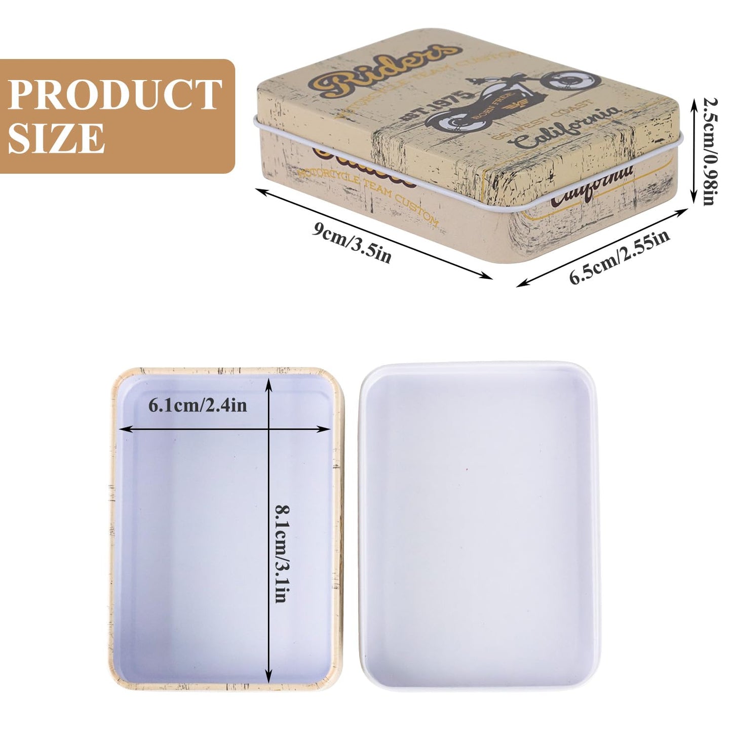 Pramape Pack of 8 Metal Tins with Lids, 90 x 65 x 25 mm, Small Metal Tin Boxes with Lids for Small Items and Craft Projects