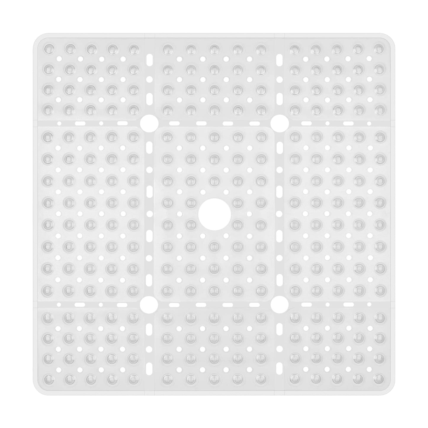 Reetual XL Shower Mat Non Slip - 27x27 Bath Mat for Shower Stall or Large Bathtub Mat with 240 Powerful Suction Cups and Drain Holes. Black Shower
