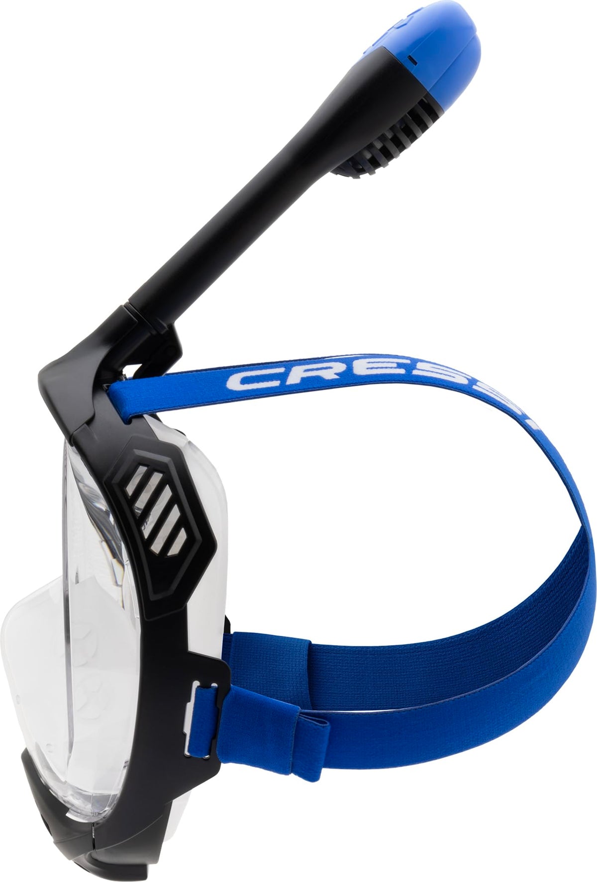 CRESSI Java Full Face Mask Black/Blue L/XL-Unisex Full Face Snorkel Mask, Ultra Clear Anti Fog Lens, 100% Silicone, Snorkel Dry with Safety Valves,