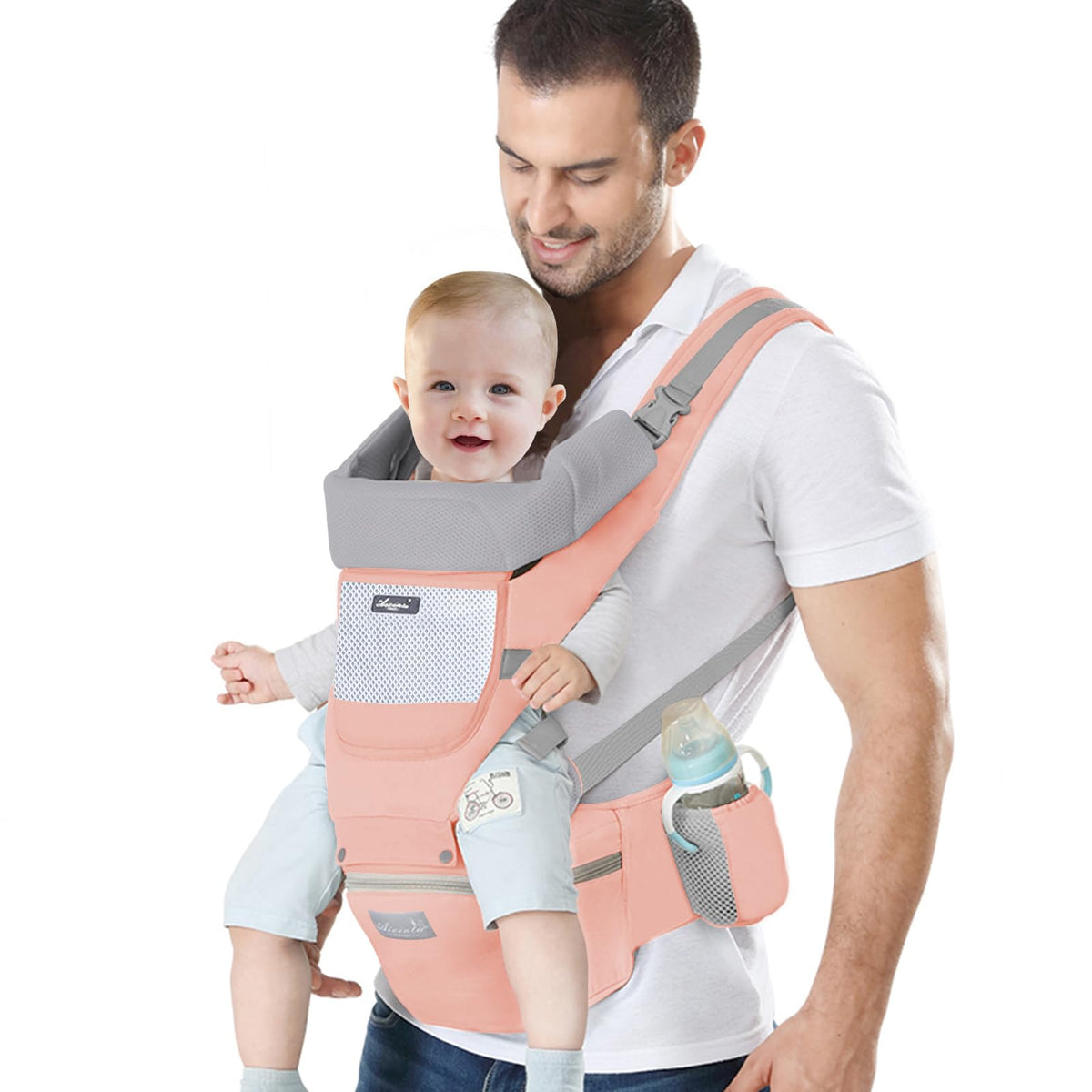 IULONEE Baby Carrier with Hip Seat Ergonomic Toddler Carriers Backpack Baby Shoulder Carrier Adjustable Front and Back Carry for Newborn 3 Months to 3